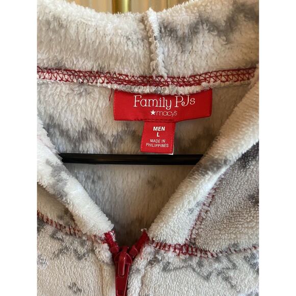 Family PJS Matching Men’s Winter Fairisle Hooded One-Piece Gray L - Picture 3 of 3